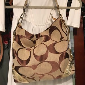 Coach gold / tan / brown shoulder bag